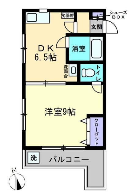 宮脇第8マンション(1DK/4階)の間取り写真