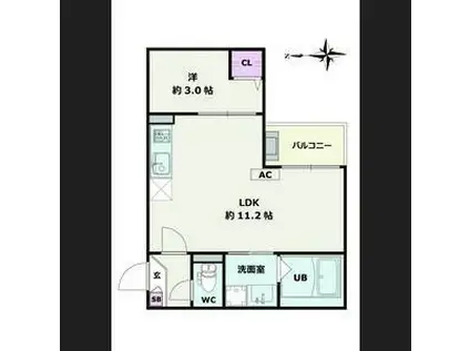 JACK SOTOSHINI(1LDK/1階)の間取り写真