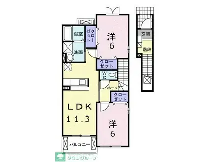 メゾン・アンソレイエ II(2LDK/2階)の間取り写真