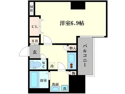 ラグゼ本町(1K/10階)の間取り写真