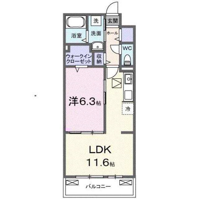 ロイヤル長伏(1LDK/1階)の間取り写真