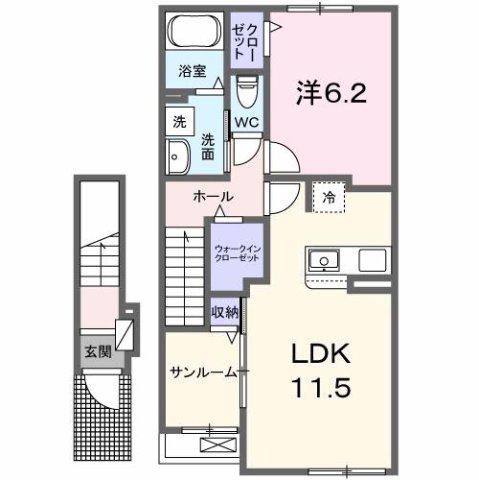 プリマステラ(1LDK/2階)の間取り写真