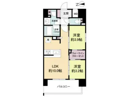 ソルレヴェンテ新梅田(2LDK/11階)の間取り写真