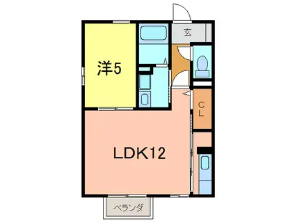 ビューテラス(1LDK/1階)の間取り写真