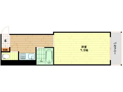 ティックランド南船場(1K/4階)の間取り写真