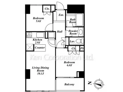 グランドメゾン白金三光坂(2LDK/8階)の間取り写真