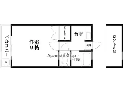 サンルーム大丸(1K/1階)の間取り写真
