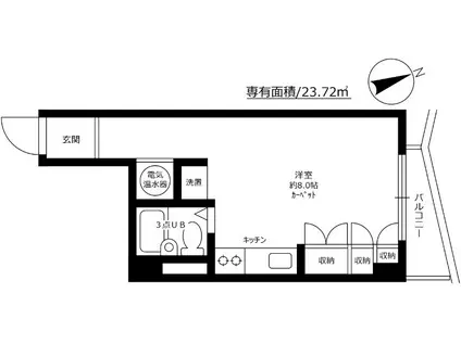セザール目黒(ワンルーム/9階)の間取り写真