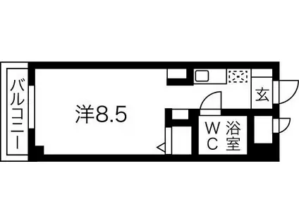 猪名寺パークマンションII(ワンルーム/7階)の間取り写真