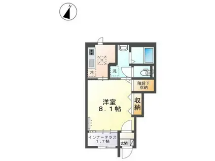 ブルーム テラス(1K/1階)の間取り写真