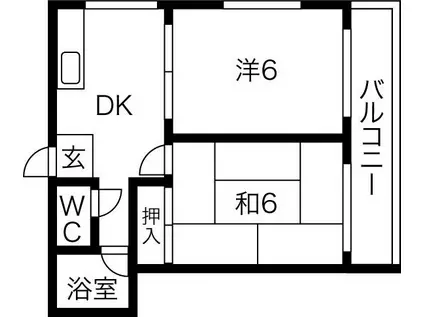 プレアール駒川II(2DK/3階)の間取り写真
