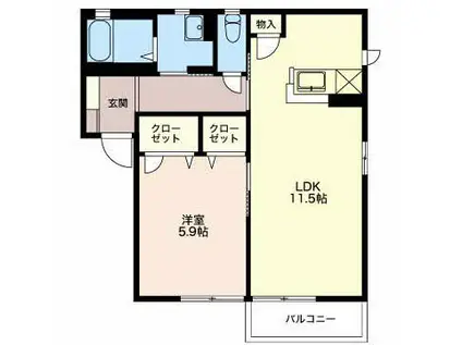 クレセールおぶせ(1LDK/2階)の間取り写真
