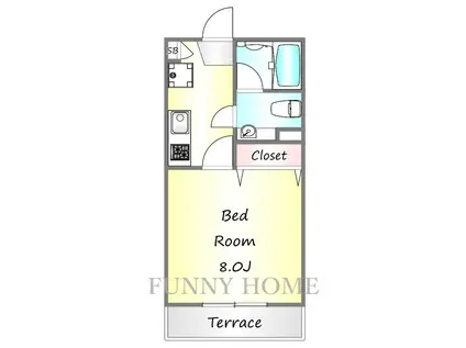 プルミエール桜(1K/1階)の間取り写真