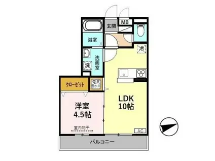 エスポワール(1LDK/3階)の間取り写真