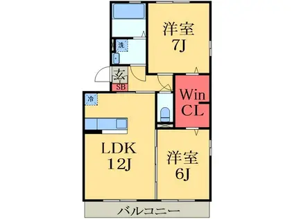 グランデュール55B(2LDK/1階)の間取り写真