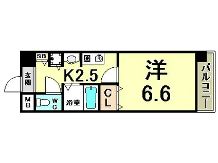 ロイヤルヒル神戸三ノ宮(1K/4階)の間取り写真