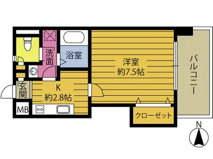B-STAGE(1K/2階)の間取り写真