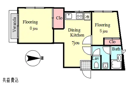 ナリキビル(2DK/1階)の間取り写真