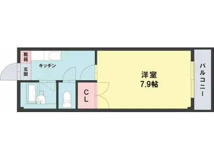 メイン黒髪(1K/4階)の間取り写真