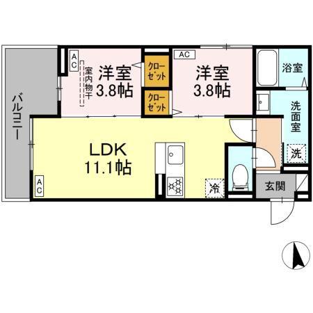 セレスティア新小岩(2LDK/2階)の間取り写真