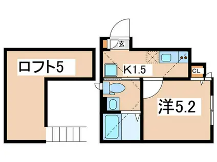オレンジコート(1K/1階)の間取り写真