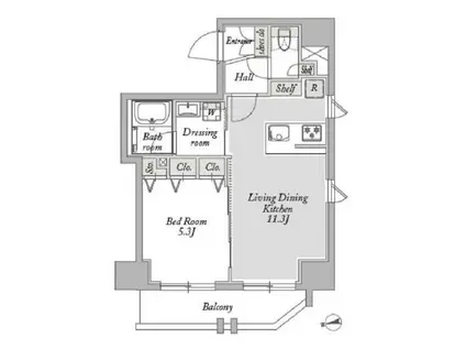 ジオエント御徒町(1LDK/9階)の間取り写真