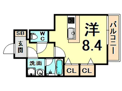 ブランTAT西宮江上町(ワンルーム/3階)の間取り写真