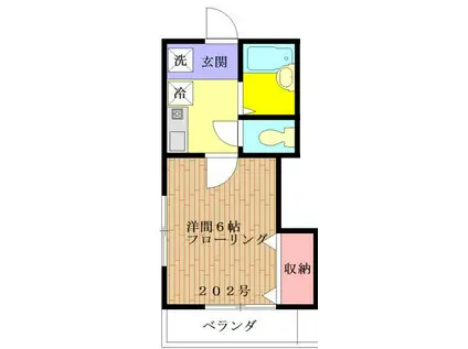 コーポ椎の木(1K/2階)の間取り写真