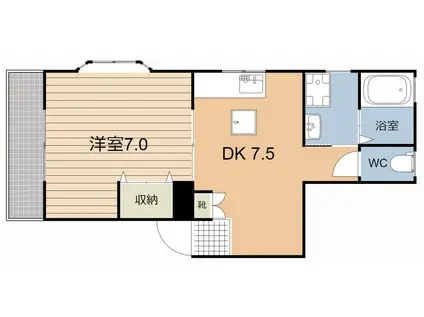 ラフィーネ二軒茶屋(1DK/1階)の間取り写真