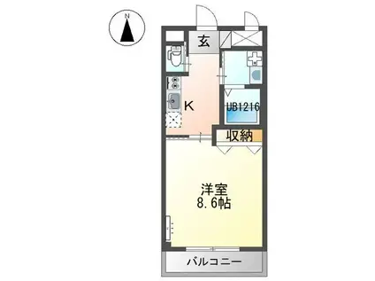 城北レジデンス(1K/2階)の間取り写真