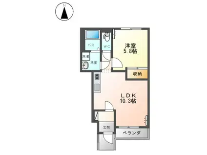 グランシャリオII(1LDK/1階)の間取り写真