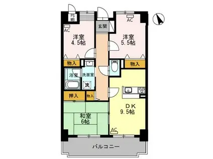 エール豊岡(3DK/8階)の間取り写真