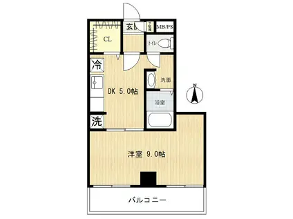 サン21(1DK/5階)の間取り写真