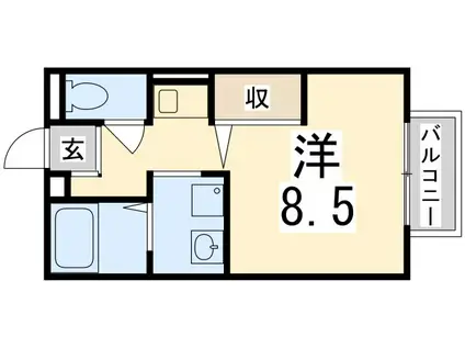 クローバーハイツ(1K/2階)の間取り写真