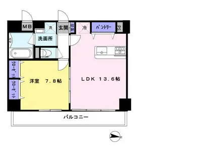 メルヴェーユイイダ北園(1LDK/2階)の間取り写真