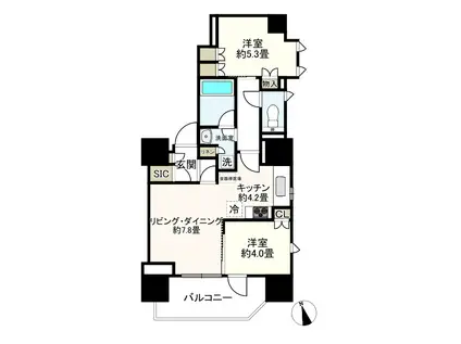 パークホームズ西荻窪アベニュー(2LDK/8階)の間取り写真