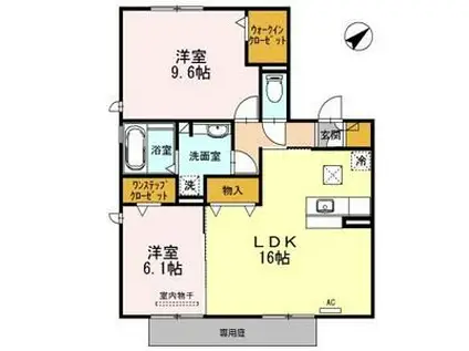 八事ガーデン(2LDK/1階)の間取り写真