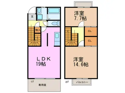 ALBIREO(2LDK/1階)の間取り写真