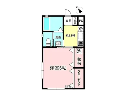 セレッサ溝の口(1K/2階)の間取り写真