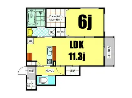 サクラテラス(1LDK/1階)の間取り写真