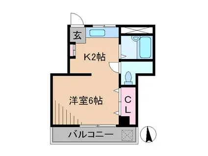 メゾン日吉(1K/2階)の間取り写真