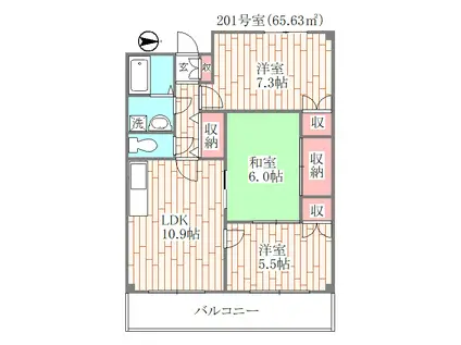 アーバンイースト(3LDK/2階)の間取り写真