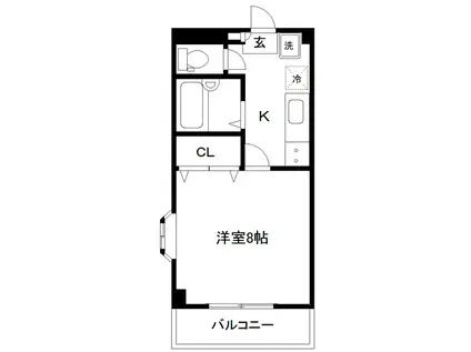 サンコートクリスタル(1K/2階)の間取り写真