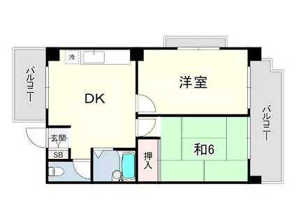 ブラン段上町(2DK/3階)の間取り写真