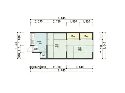 第一久保アパート(2K/1階)の間取り写真