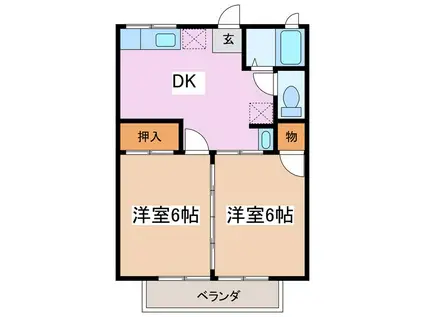 ドミール松本(2DK/2階)の間取り写真