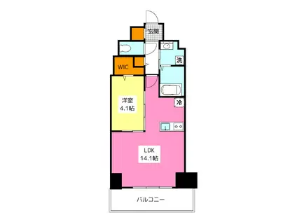 博多グランドレジデンス(1LDK/3階)の間取り写真