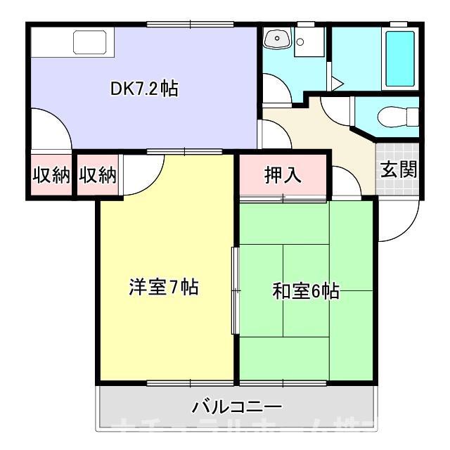 シルクヴェールフジB棟(2DK/2階)の間取り写真