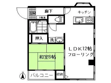 サンシャレー高(1LDK/1階)の間取り写真