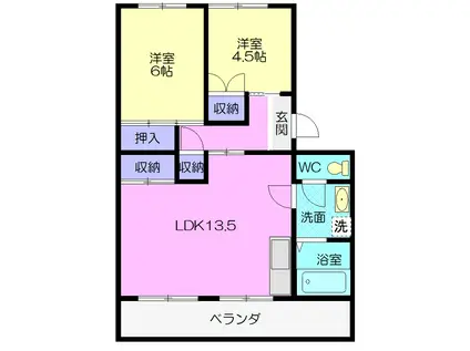 MINORU(2LDK/1階)の間取り写真